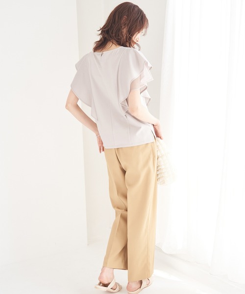 ROPE' PICNIC（ロペピクニック）の「洗える/フリル袖カットトップス（Tシャツ/カットソー・レディース・サックスブルー/ベージュ/ホワイト/ブラック・38）」の20枚目の写真
