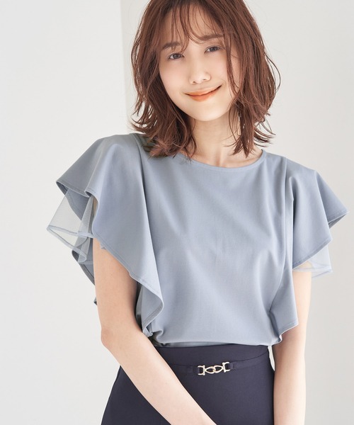 ROPE' PICNIC（ロペピクニック）の「洗える/フリル袖カットトップス（Tシャツ/カットソー・レディース・サックスブルー/ベージュ/ホワイト/ブラック・38）」の6枚目の写真