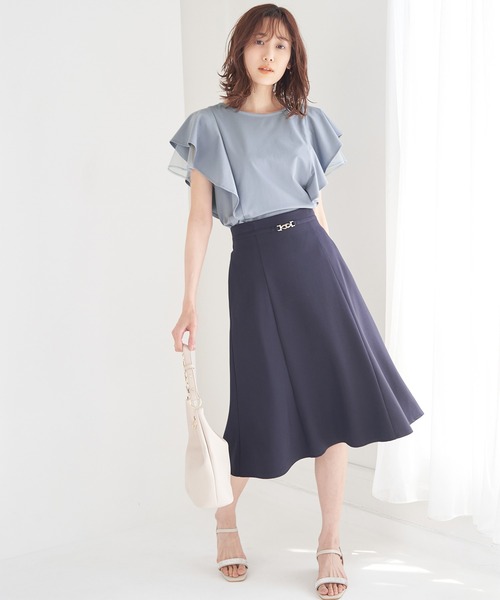 ROPE' PICNIC（ロペピクニック）の「洗える/フリル袖カットトップス（Tシャツ/カットソー・レディース・サックスブルー/ベージュ/ホワイト/ブラック・38）」の16枚目の写真