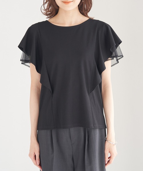 ROPE' PICNIC（ロペピクニック）の「洗える/フリル袖カットトップス（Tシャツ/カットソー・レディース・サックスブルー/ベージュ/ホワイト/ブラック・38）」の12枚目の写真