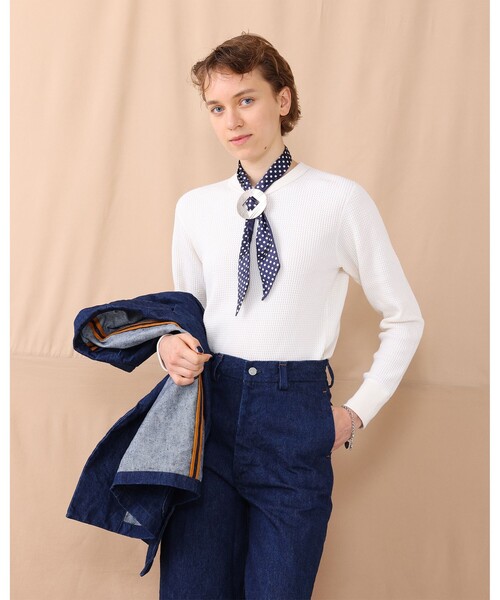 BEAMS BOY（ビームスボーイ）の「BEAMS BOY / サテン スカーフタイ（ネクタイ・レディース・ブラウン/ネイビー・ONE SIZE）」の2枚目の写真