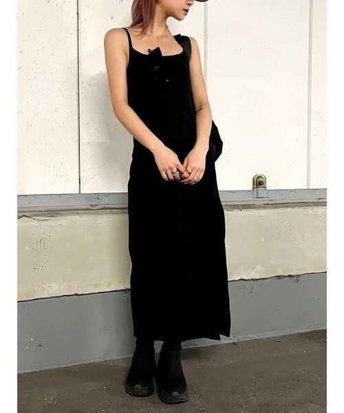 GYDA(ジェイダ)の「【WEB限定】【TINY低身長さん向け】DEEPスリットテレコロングワンピース(ワンピース・レディース・ブラック/グレー/ブルー・FREE)」の5枚目の写真