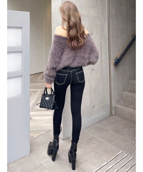 GYDA（ジェイダ）の「オフショルシャギーチョーカーニットトップス（ニット/セーター・レディース・パープル/チャコールグレー/アイボリー・FREE）」の10枚目の写真