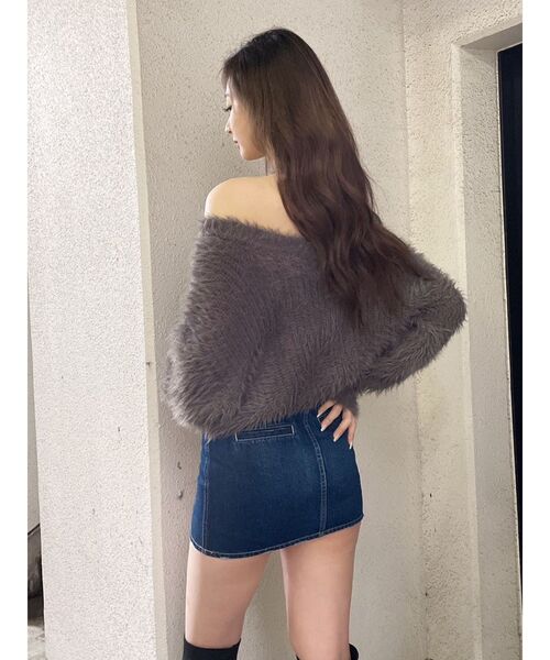 GYDA（ジェイダ）の「オフショルシャギーチョーカーニットトップス（ニット/セーター・レディース・パープル/チャコールグレー/アイボリー・FREE）」の19枚目の写真