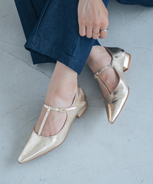 EVOL（イーボル）の「【EVOL】Tストラップ3cmヒールポインテッドパンプス IV5186（パンプス・レディース・ブラック/ベージュ/ゴールド・22.0cm/22.5cm/23.0cm/23.5cm/24.0cm/24.5cm/25.0cm）」の3枚目の写真