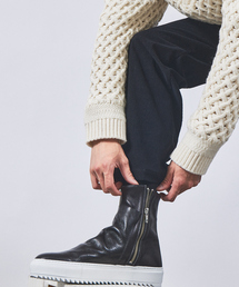 alfredoBANNISTER | 【ソフトレザー】ドレープ トップ サイドジップ 厚底 ハイカット スニーカー(スニーカー)