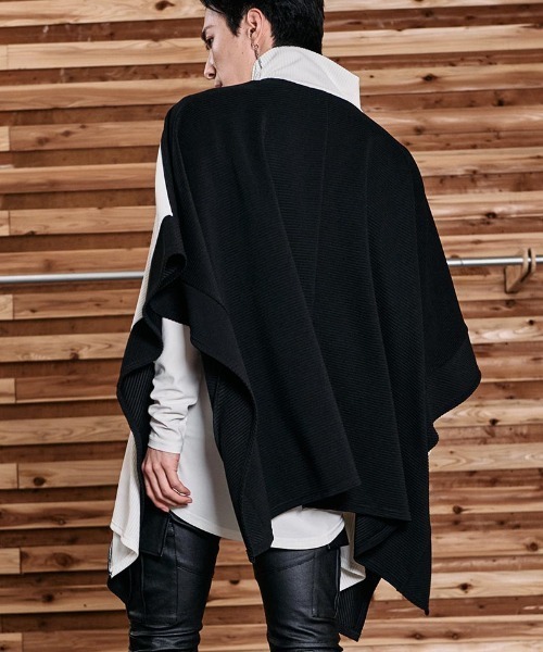 NO ID.(ノーアイディ)の「mj9407- 3WAYリブZIPポンチョ(ポンチョ・メンズ・アイボリー/ブラック/グレー・ONE SIZE)」の13枚目の写真