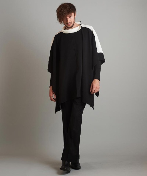 NO ID.(ノーアイディ)の「mj9407- 3WAYリブZIPポンチョ(ポンチョ・メンズ・アイボリー/ブラック/グレー・ONE SIZE)」の5枚目の写真