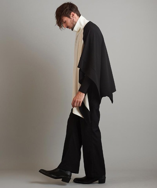 NO ID.(ノーアイディ)の「mj9407- 3WAYリブZIPポンチョ(ポンチョ・メンズ・アイボリー/ブラック/グレー・ONE SIZE)」の19枚目の写真
