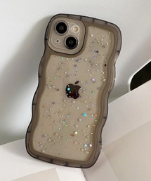 Mayree | 【urge select】キラキラ スパンコール クリア ウェーブデザイン ストラップホール iPhone/アイフォンケース(スマホケース/カバー)