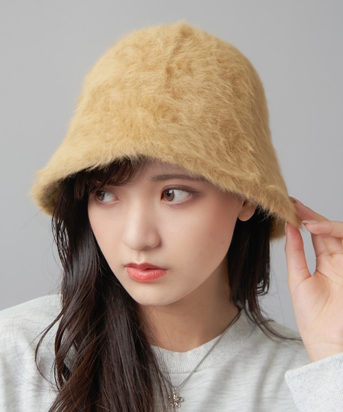 SPINNS（スピンズ）の「アンゴラバケットハット（ハット・レディース・ピンク/アイボリー/ベージュ/ブラック・ONESIZE）」の12枚目の写真