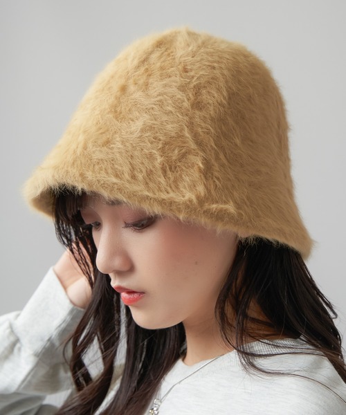 SPINNS（スピンズ）の「アンゴラバケットハット（ハット・レディース・ピンク/アイボリー/ベージュ/ブラック・ONESIZE）」の13枚目の写真