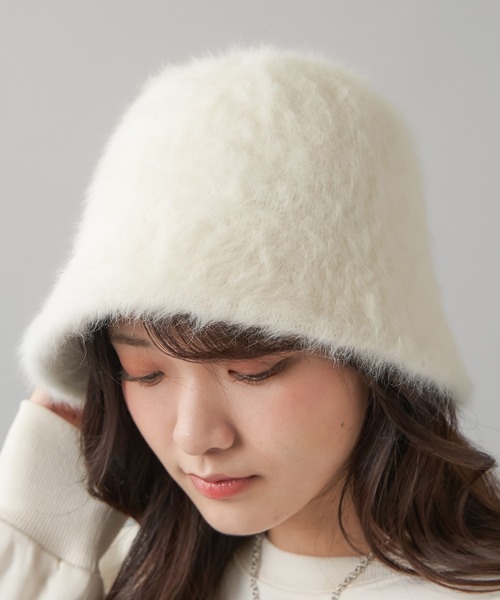 SPINNS（スピンズ）の「アンゴラバケットハット（ハット・レディース・ピンク/アイボリー/ベージュ/ブラック・ONESIZE）」の11枚目の写真