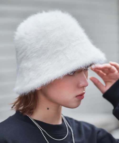 SPINNS（スピンズ）の「アンゴラバケットハット（ハット・レディース・ピンク/アイボリー/ベージュ/ブラック・ONESIZE）」の9枚目の写真