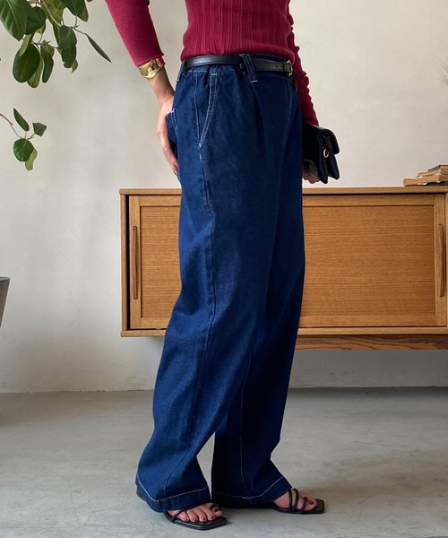 un dix cors（アンディコール）の「デニムストレートパンツ（デニムパンツ・レディース・ブラック/ネイビー・FREE）」の11枚目の写真