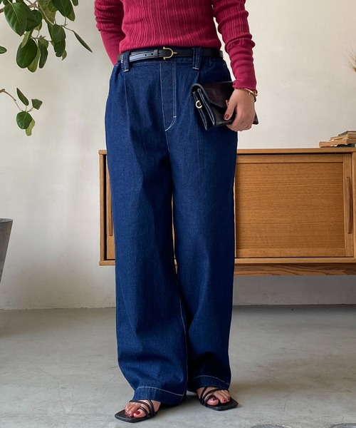 un dix cors（アンディコール）の「デニムストレートパンツ（デニムパンツ・レディース・ブラック/ネイビー・FREE）」の7枚目の写真