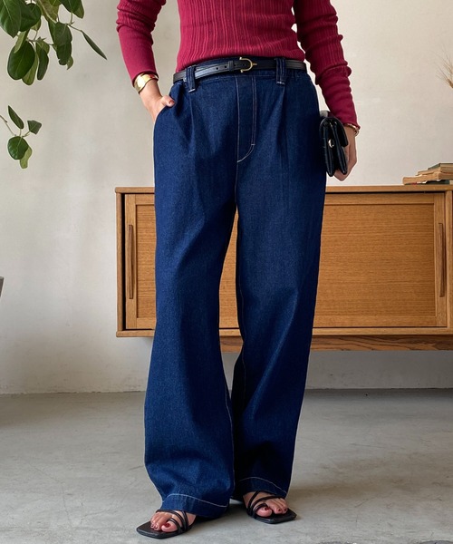 un dix cors（アンディコール）の「デニムストレートパンツ（デニムパンツ・レディース・ブラック/ネイビー・FREE）」の12枚目の写真