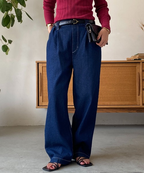 un dix cors（アンディコール）の「デニムストレートパンツ（デニムパンツ・レディース・ブラック/ネイビー・FREE）」の13枚目の写真