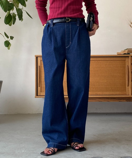 un dix cors（アンディコール）の「デニムストレートパンツ（デニムパンツ・レディース・ブラック/ネイビー・FREE）」の14枚目の写真