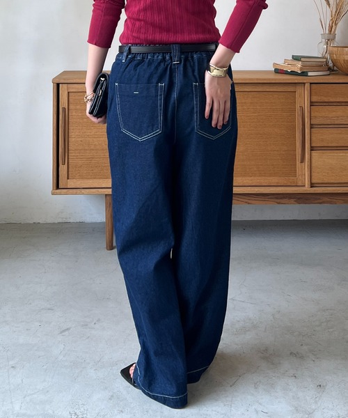un dix cors（アンディコール）の「デニムストレートパンツ（デニムパンツ・レディース・ブラック/ネイビー・FREE）」の10枚目の写真