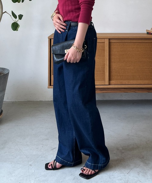 un dix cors（アンディコール）の「デニムストレートパンツ（デニムパンツ・レディース・ブラック/ネイビー・FREE）」の9枚目の写真