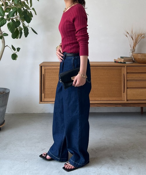 un dix cors（アンディコール）の「デニムストレートパンツ（デニムパンツ・レディース・ブラック/ネイビー・FREE）」の18枚目の写真