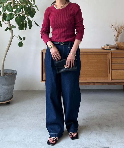 un dix cors（アンディコール）の「デニムストレートパンツ（デニムパンツ・レディース・ブラック/ネイビー・FREE）」の16枚目の写真