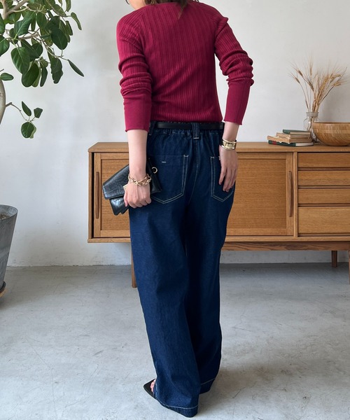 un dix cors（アンディコール）の「デニムストレートパンツ（デニムパンツ・レディース・ブラック/ネイビー・FREE）」の19枚目の写真