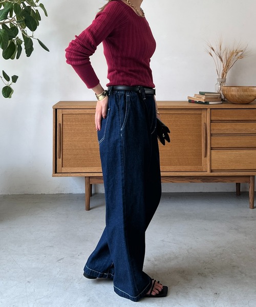 un dix cors（アンディコール）の「デニムストレートパンツ（デニムパンツ・レディース・ブラック/ネイビー・FREE）」の20枚目の写真