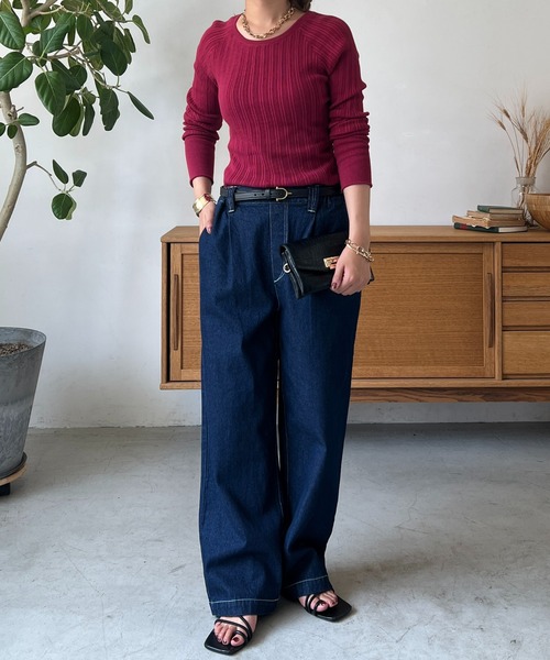 un dix cors（アンディコール）の「デニムストレートパンツ（デニムパンツ・レディース・ブラック/ネイビー・FREE）」の22枚目の写真