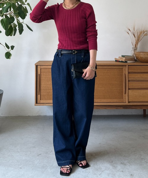 un dix cors（アンディコール）の「デニムストレートパンツ（デニムパンツ・レディース・ブラック/ネイビー・FREE）」の21枚目の写真