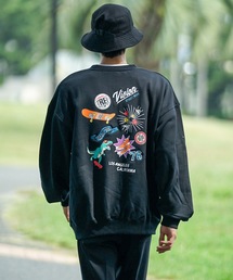 【VISION STREET WEAR/ビジョンストリートウェア】 バックプリント バック刺繍 裏毛 クルーネック トレーナー スウェット