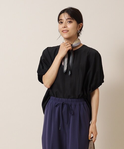 DRESKIP（ドレスキップ）の「◆【体型カバー】袖口ギャザー ドルマン5分袖ブラウス（シャツ/ブラウス・レディース・ブラック/ライトベージュ/カーキ/グリーン/イエロー・00）」の10枚目の写真