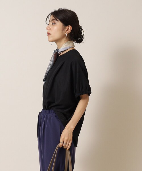 DRESKIP（ドレスキップ）の「◆【体型カバー】袖口ギャザー ドルマン5分袖ブラウス（シャツ/ブラウス・レディース・ブラック/ライトベージュ/カーキ/グリーン/イエロー・00）」の11枚目の写真