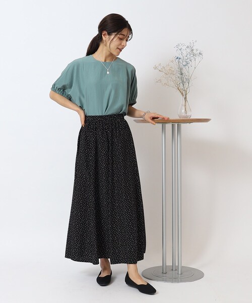 DRESKIP（ドレスキップ）の「◆【体型カバー】袖口ギャザー ドルマン5分袖ブラウス（シャツ/ブラウス・レディース・ブラック/ライトベージュ/カーキ/グリーン/イエロー・00）」の13枚目の写真