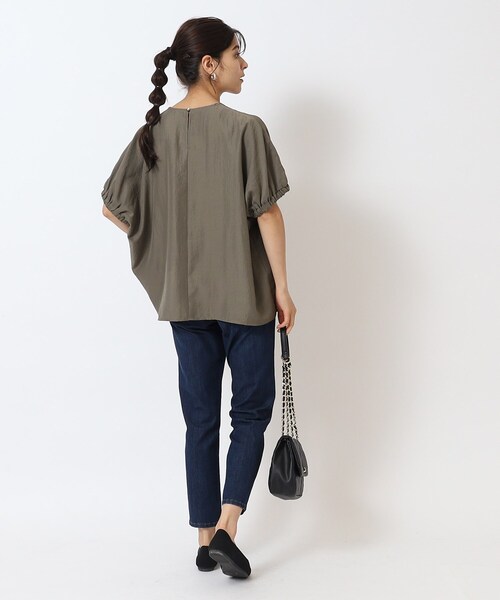 DRESKIP（ドレスキップ）の「◆【体型カバー】袖口ギャザー ドルマン5分袖ブラウス（シャツ/ブラウス・レディース・ブラック/ライトベージュ/カーキ/グリーン/イエロー・00）」の20枚目の写真