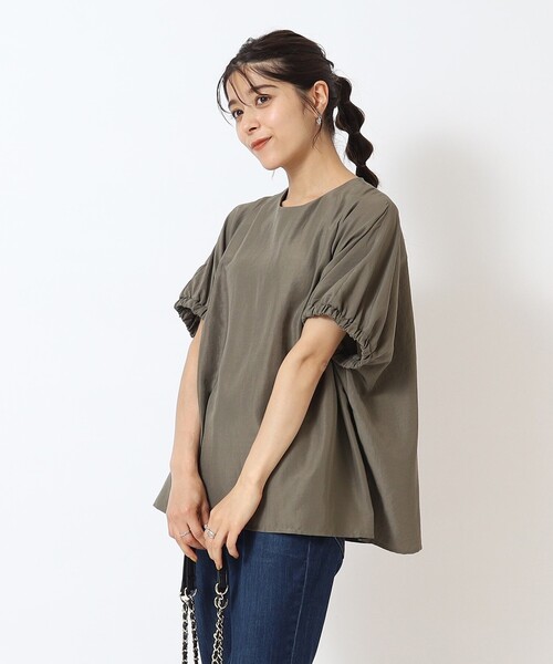 DRESKIP（ドレスキップ）の「◆【体型カバー】袖口ギャザー ドルマン5分袖ブラウス（シャツ/ブラウス・レディース・ブラック/ライトベージュ/カーキ/グリーン/イエロー・00）」の21枚目の写真