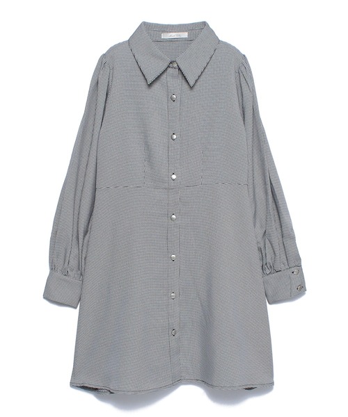 ☆ 千鳥柄/無地BIGカラーシャツワンピース 36350（ワンピース