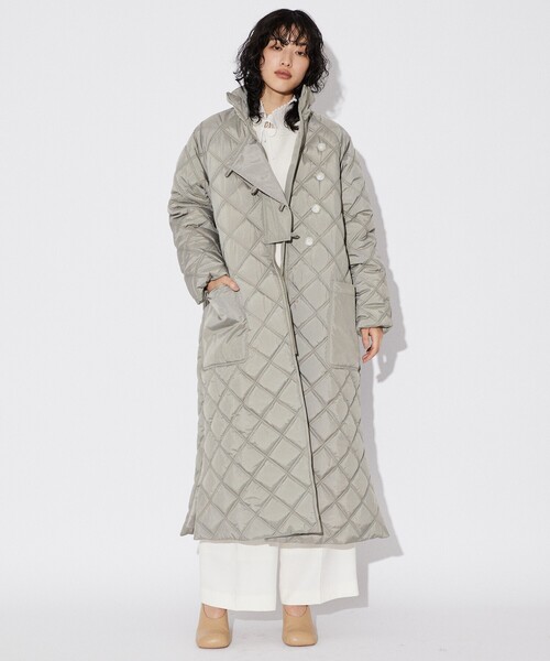 Firsthand（ファーストハンド）の「Firsthand/ファーストハンド リサイクルキルトロングコート / キルトダウンコート / キルティング / 中綿ダウンジャケット（ダウンジャケット/コート・レディース・オリーブ/ブラック・FREE）」の10枚目の写真