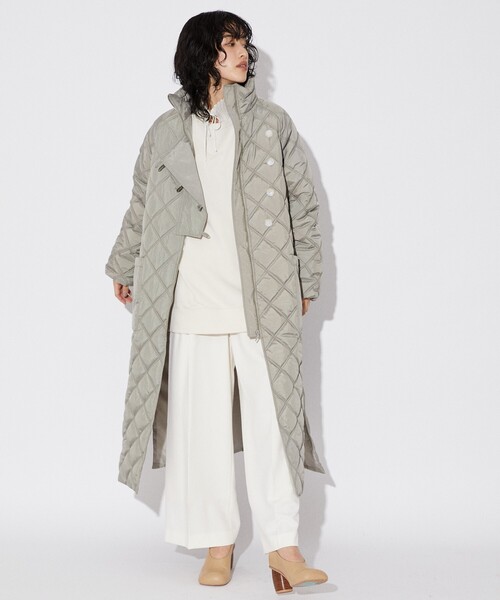 Firsthand（ファーストハンド）の「Firsthand/ファーストハンド リサイクルキルトロングコート / キルトダウンコート / キルティング / 中綿ダウンジャケット（ダウンジャケット/コート・レディース・オリーブ/ブラック・FREE）」の13枚目の写真