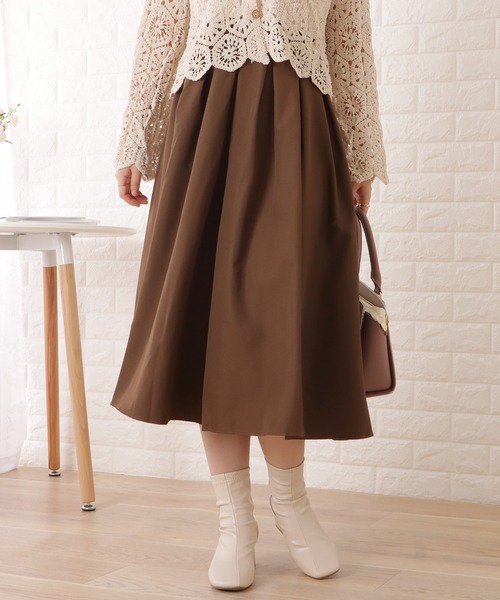 Lace Ladies(レースレディース)の「ミモレ丈ハイウエストベーシックプリーツスカート(スカート・レディース・モカ/グリーン/ブラック/ピンク・M/S/XL)」の3枚目の写真