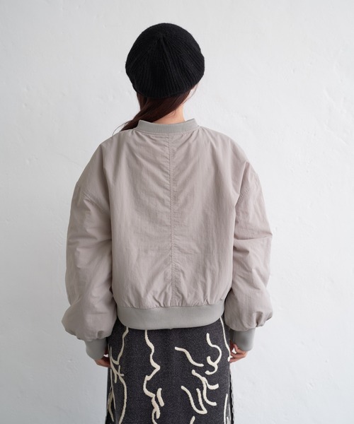 Kastane カスタネ フリルスウェードブルゾン グレー ダブルジップ