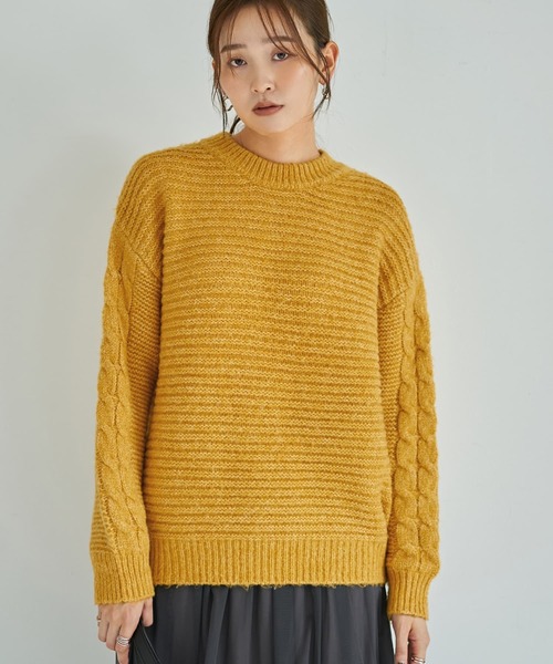 袖だけケーブル編みニットプルオーバー（ニット/セーター）｜STYLE