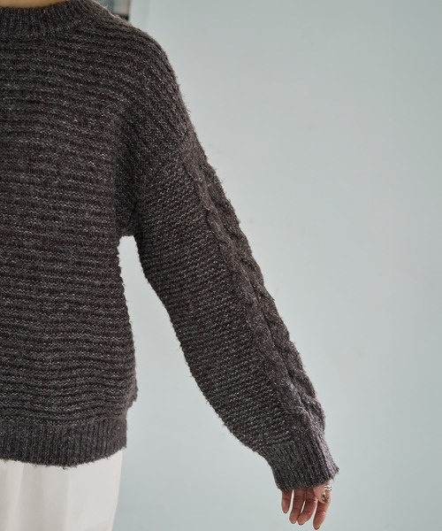 袖だけケーブル編みニットプルオーバー（ニット/セーター）｜STYLE