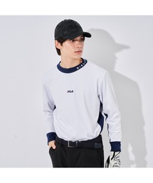FILA GOLF/フィラゴルフ ゴルフウェア ブランド ロゴ UVカット 保温 モックネック トリコ 配色 長袖シャツ Tシャツ【TRICOLOR LINE】