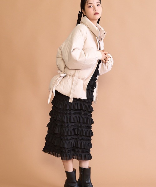 paravion（パラビオン）の「サイドリボン中綿ダウンコート（ダウンジャケット/コート・レディース・アイボリー・FREE）」の4枚目の写真