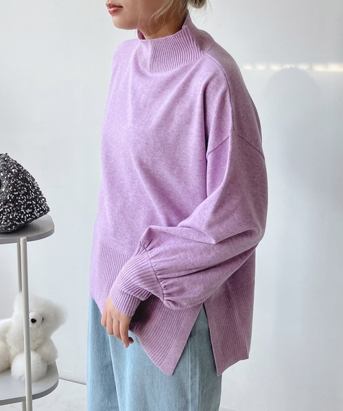 AS KNOW AS plus（アズノゥアズプラス）の「☆マシュマロニットプルオーバー（ニット/セーター・レディース・ブルー/ブラック/ライトグレー/ダークグリーン/オフホワイト/レッド/ラベンダー/ライトグリーン・FREE）」の7枚目の写真