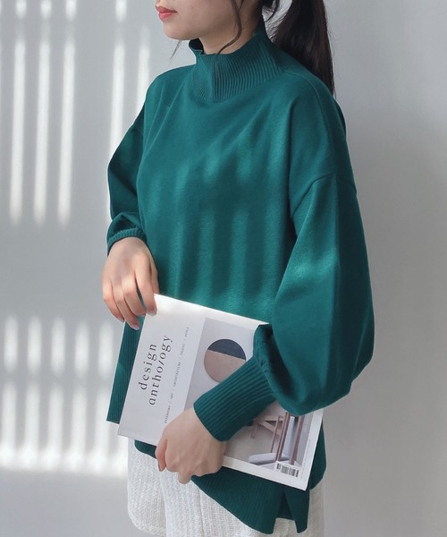 AS KNOW AS plus（アズノゥアズプラス）の「☆マシュマロニットプルオーバー（ニット/セーター・レディース・ブルー/ブラック/ライトグレー/ダークグリーン/オフホワイト/レッド/ラベンダー/ライトグリーン・FREE）」の4枚目の写真