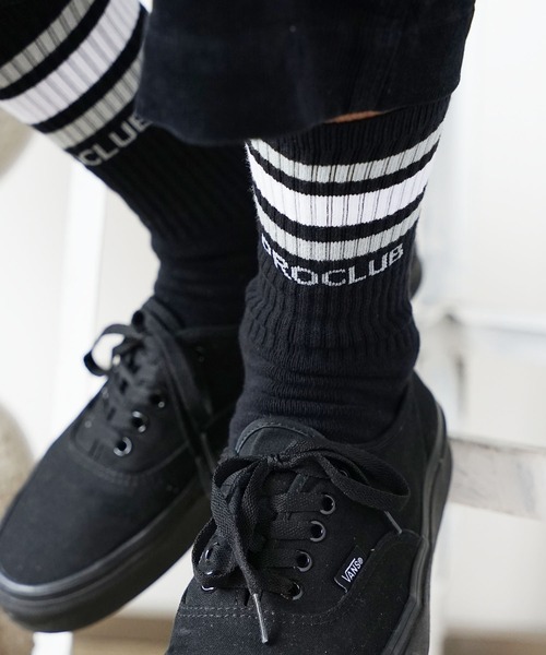 PRO CLUB （プロクラブ）の「Pro Club/プロクラブ STRIPE CREW SOCK 靴下（ソックス/靴下・メンズ・ホワイト系3/ブラック/ホワイト系1/ホワイト系2・L/M）」の4枚目の写真