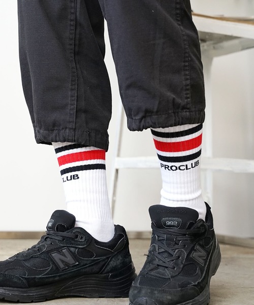 PRO CLUB （プロクラブ）の「Pro Club/プロクラブ STRIPE CREW SOCK 靴下（ソックス/靴下・メンズ・ホワイト系3/ブラック/ホワイト系1/ホワイト系2・L/M）」の14枚目の写真